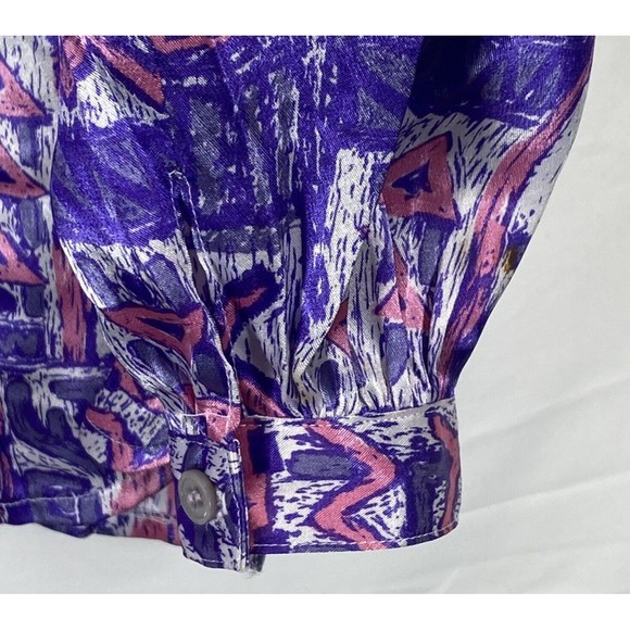 COCONUT GROVE Womens L (42" Chest) Long Sleeve Padded Shoulders Button Up Blouse - Picture 3 of 6